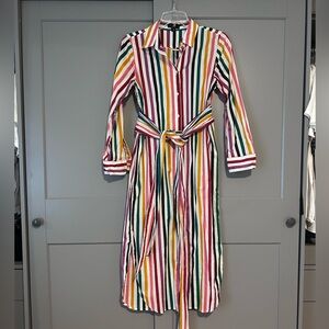 J. Crew Rainbow Striped Long Sleeve Swim Coverup